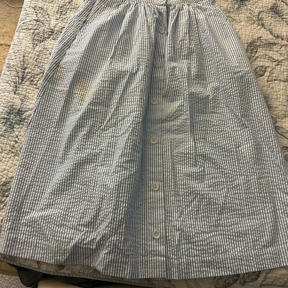 H&M Blue Pleated A-Line Midi Skirt